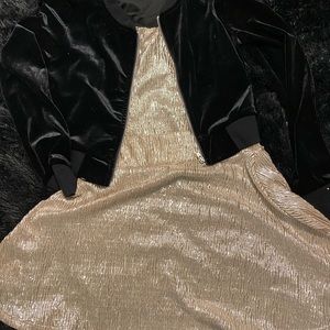 Size 8 Gold dress w/black velvet jacket